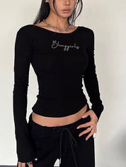 Rhinestone Letters Long Sleeve