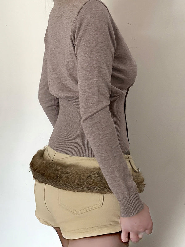 Cross V-Neck Button Sweaters