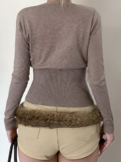 Cross V-Neck Button Sweaters