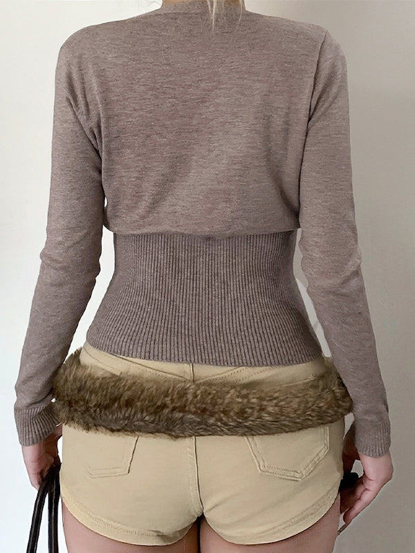 Cross V-Neck Button Sweaters