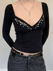 Floral V-Neck Print Long Sleeve