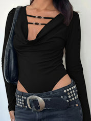 Dangling Beaded Collar Long Sleeve