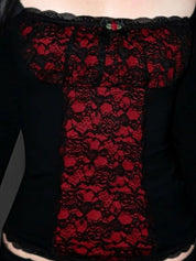 Contrasting Lace Patchwork Long Sleeve