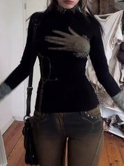 Palm-Print Slim Fit Long Sleeve