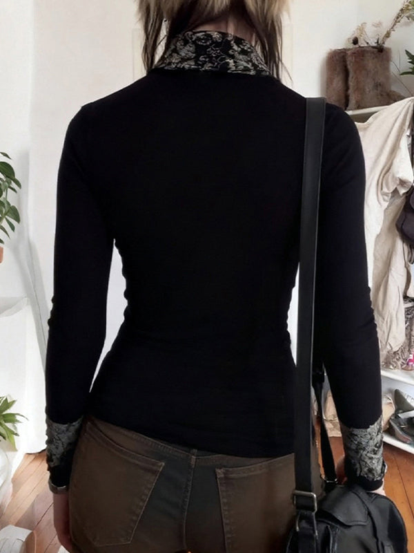 Palm-Print Slim Fit Long Sleeve