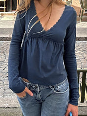 Lace Patchwork Cross Long Sleeve