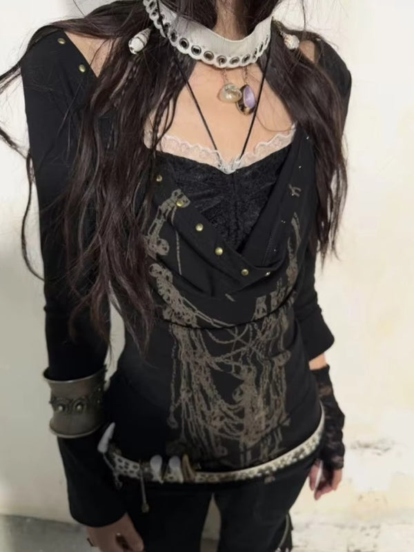 Y2K Retro Dark Long Sleeve Long Sleeve