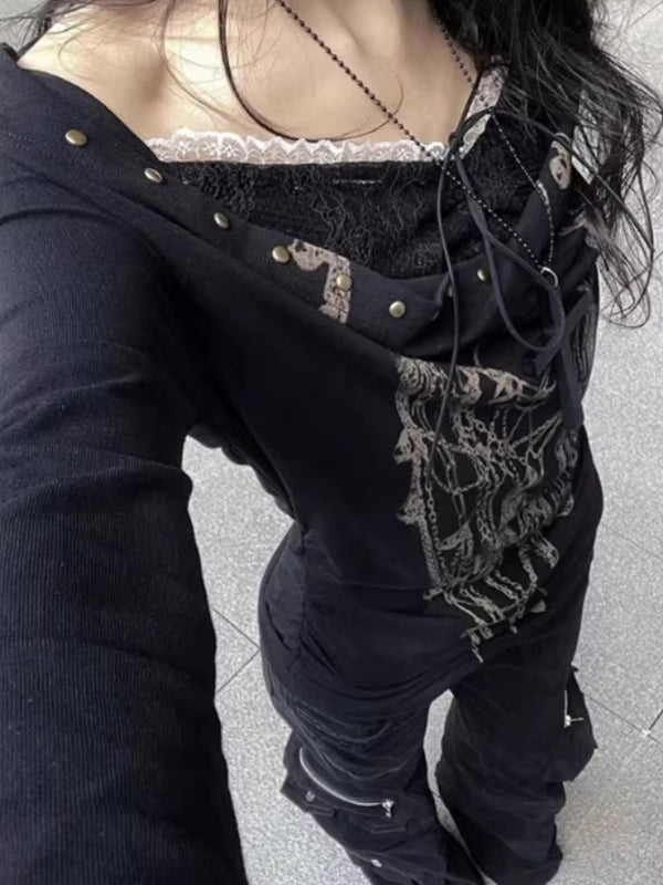 Y2K Retro Dark Long Sleeve Long Sleeve