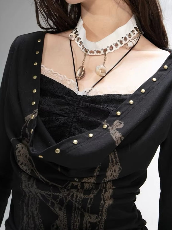 Y2K Retro Dark Long Sleeve Long Sleeve