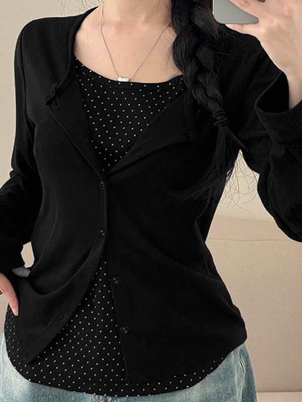 Polka Dot Print Long Sleeve Long Sleeve