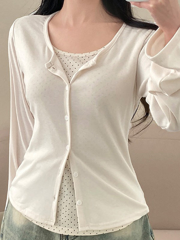 Polka Dot Print Long Sleeve Long Sleeve