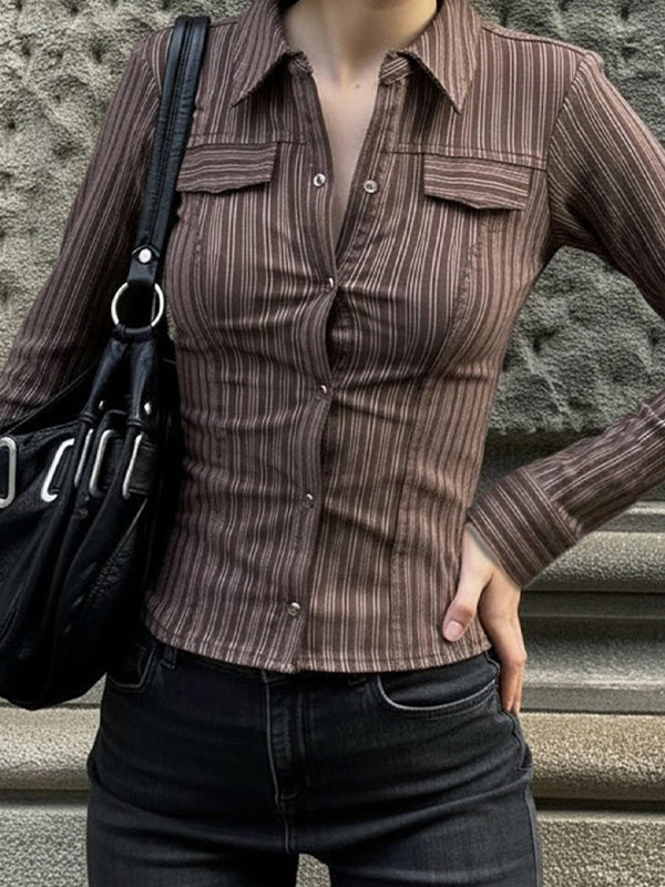 Stripe Spicy Girl Slim Fit Long Sleeves