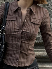 Stripe Spicy Girl Slim Fit Long Sleeves