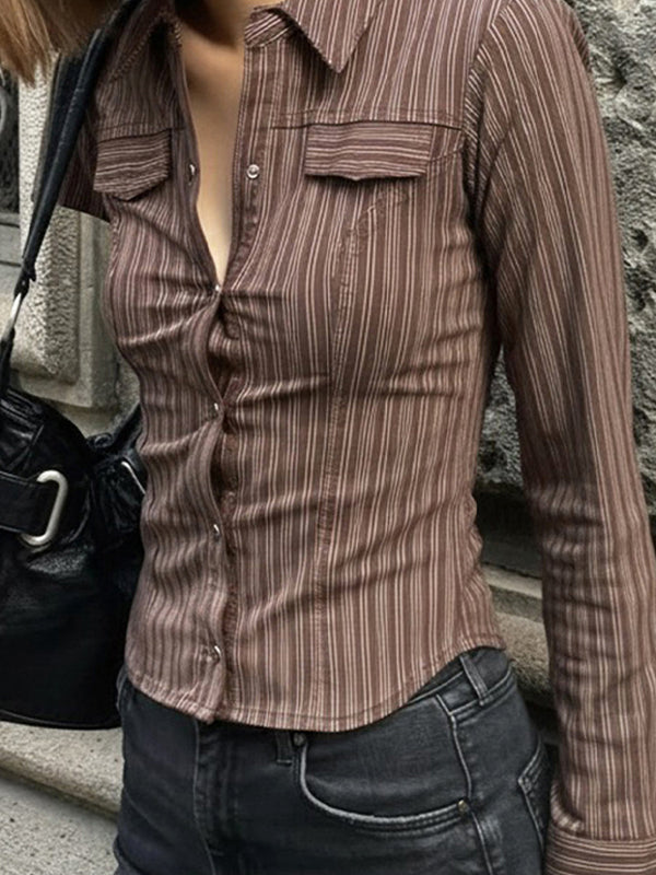 Stripe Spicy Girl Slim Fit Long Sleeves