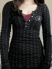 Polka Dots Meet Lace Long Sleeve