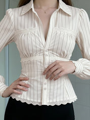 Broken Edgelace Trim Long Sleeves