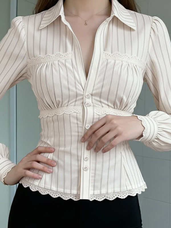 Broken Edgelace Trim Long Sleeves