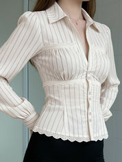 Broken Edgelace Trim Long Sleeves