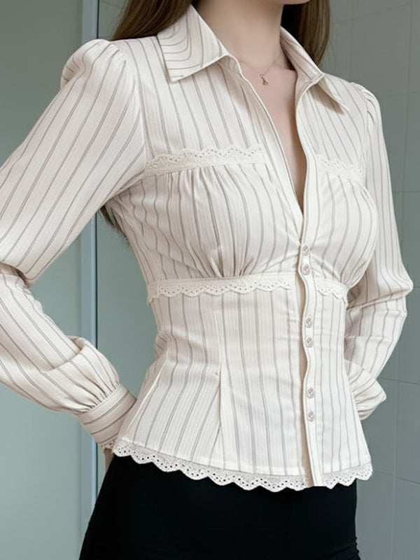 Broken Edgelace Trim Long Sleeves