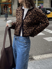 Leopard Print Color Blocking Soft Sweaters