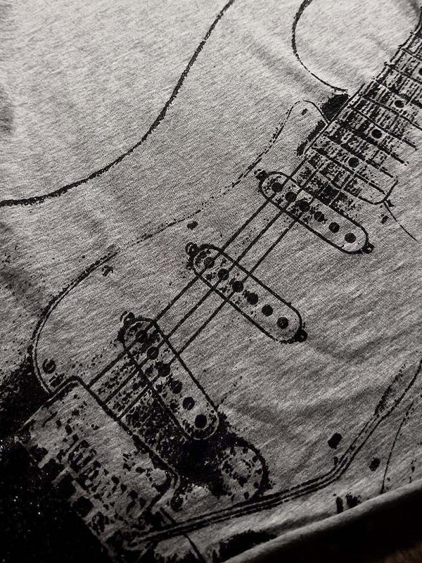 Dark Guitar Print Long Sleeve
