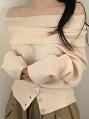 Off-The-Shoulder Loose Sweaters