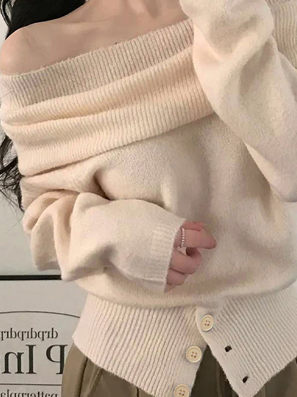 Off-The-Shoulder Loose Sweaters