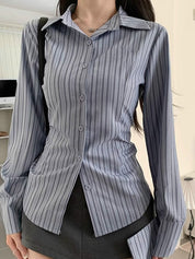 Slim-Fit With Thin Stripes  Long Sleeves