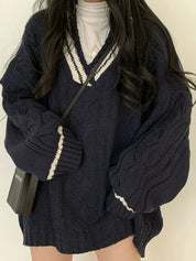 Academy V-Neck Loose Sweaters