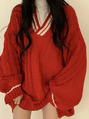 Academy V-Neck Loose Sweaters