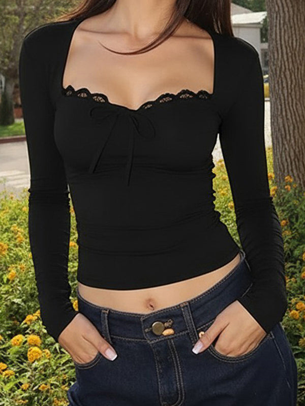 Lace Splicing Long Sleeve