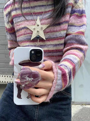 Rainbow High-Neck Stripe Sweaters