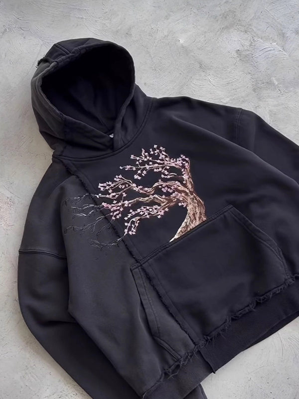 Peach Blossom Embroidery Sweatshirts