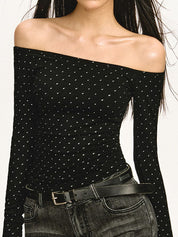 Star Hot-Fixed Rhinestones Long Sleeve