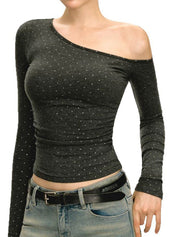 Star Hot-Fixed Rhinestones Long Sleeve