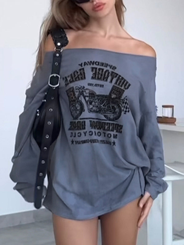 Motorcycle Abstract Print Long Sleeve