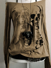 Abstract Skull Print Long Sleeve