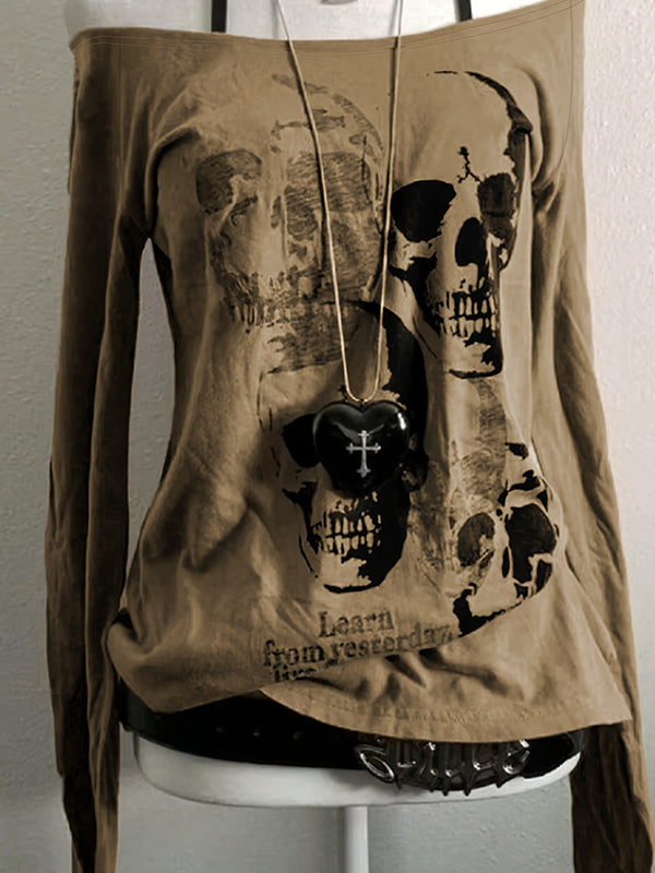 Abstract Skull Print Long Sleeve