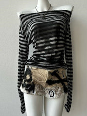 Skull Headline Pattern Print Long Sleeve