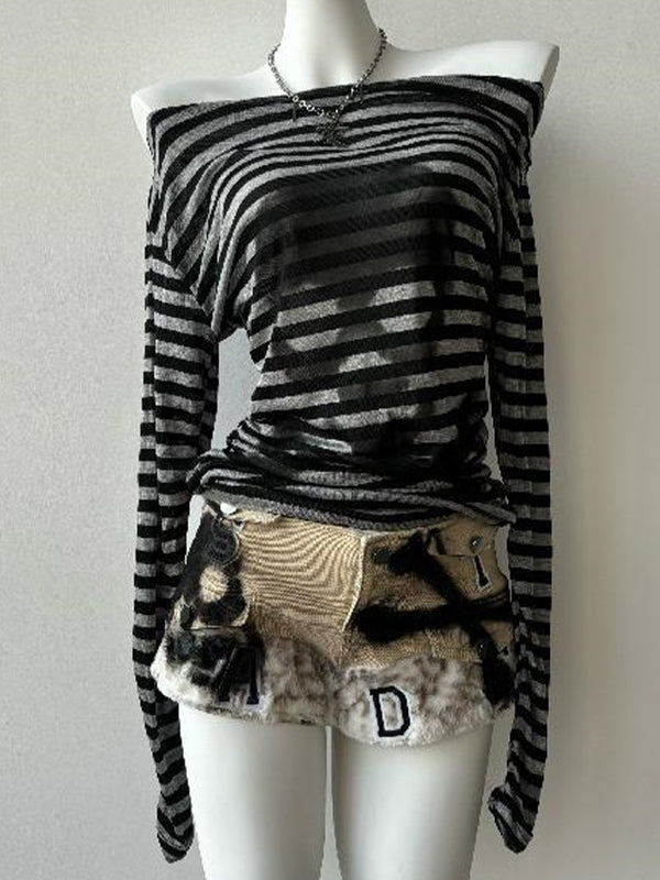 Skull Headline Pattern Print Long Sleeve