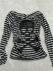 Skull Headline Pattern Print Long Sleeve