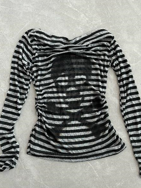 Skull Headline Pattern Print Long Sleeve