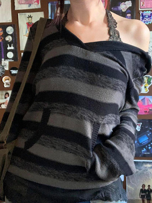 Retro Striped Print Long Sleeve