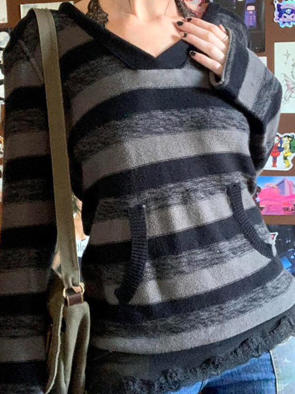 Retro Striped Print Long Sleeve