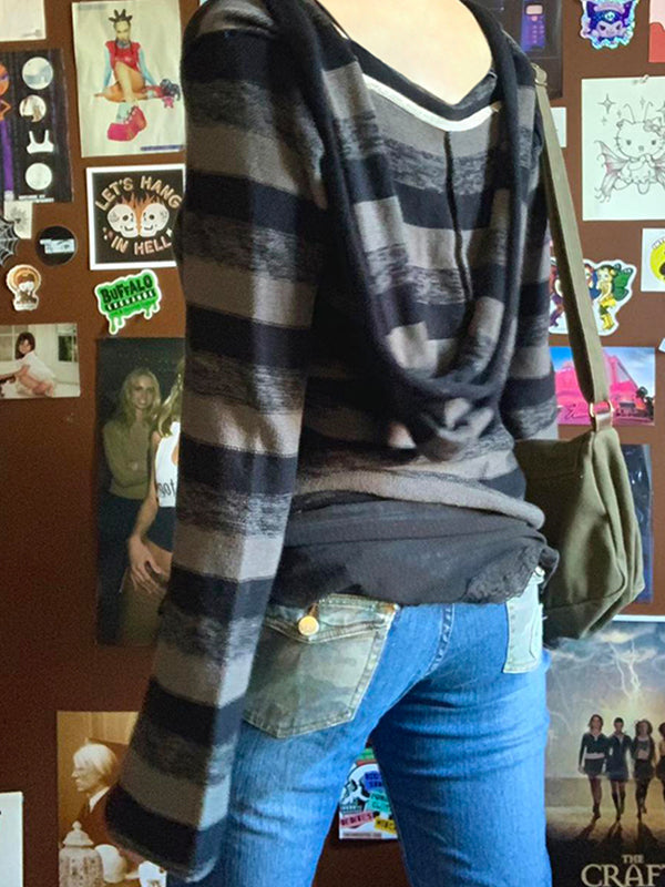 Retro Striped Print Long Sleeve