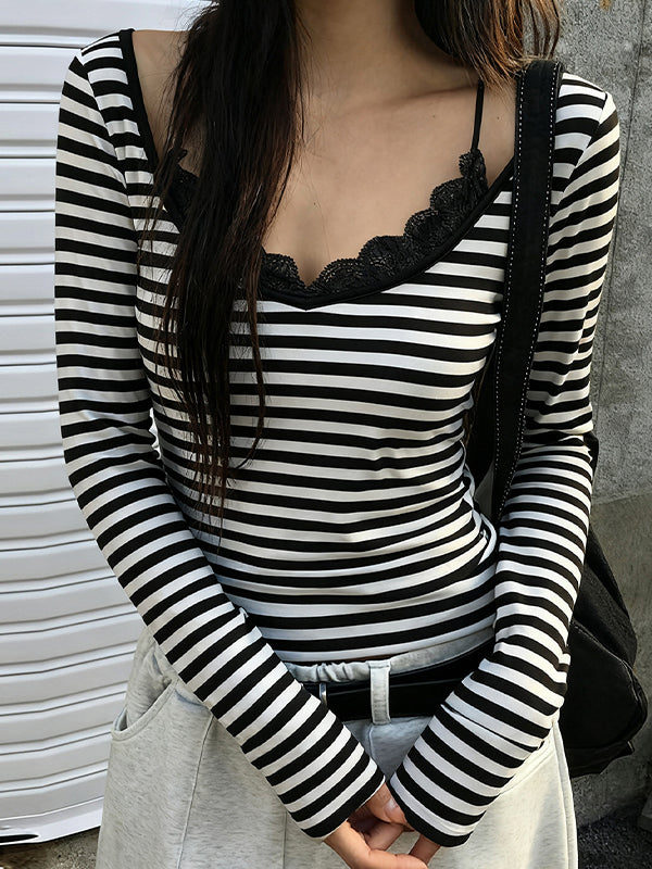 Retro Striped Print Long Sleeve