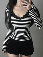 Retro Striped Print Long Sleeve