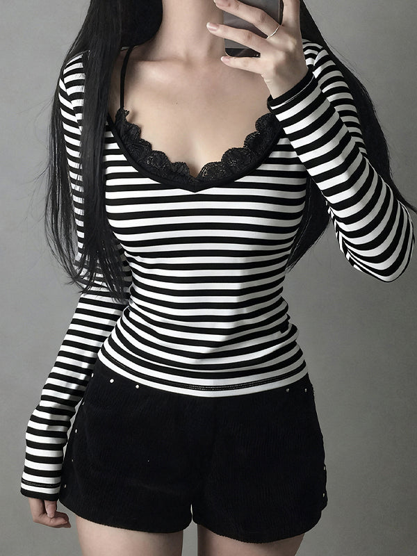 Retro Striped Print Long Sleeve