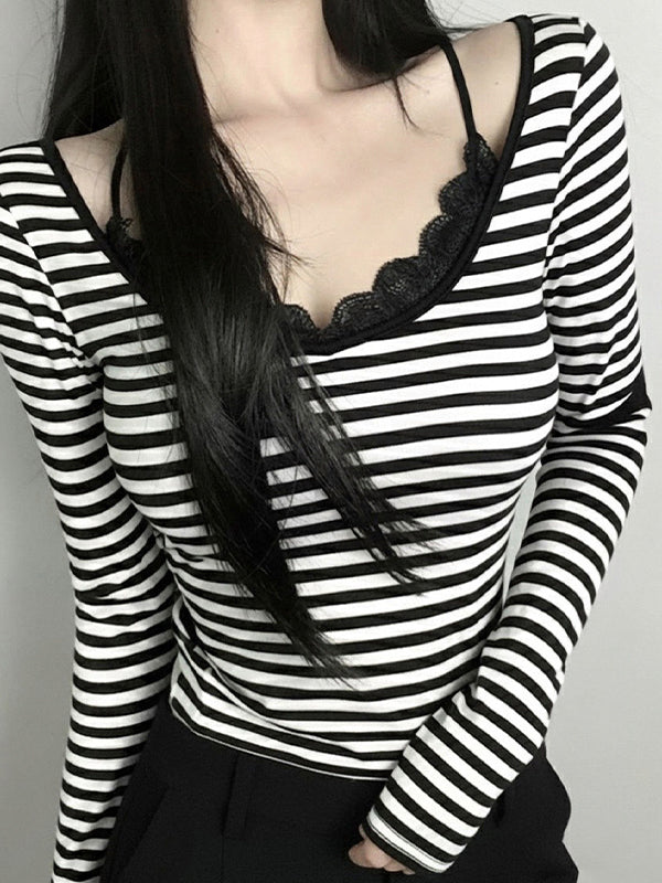 Retro Striped Print Long Sleeve