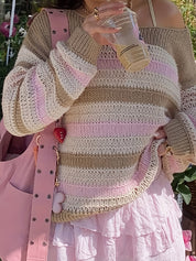 Retro Striped Print Sweaters